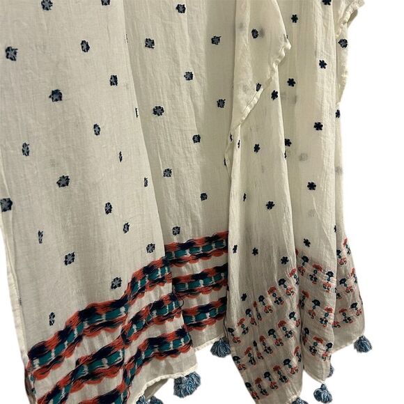 J. Crew Women's Embroidered Tassel Beach Poncho Cover Up Multicolor - Picture 4 of 13